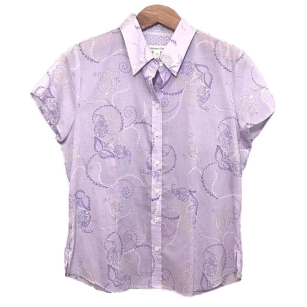 Coldwater Creek Sheer Purple Paisley Button Down L